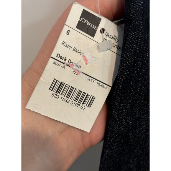 Vintage Y2K Denim Maxi Skirt Lace Up Asymmetrical Grunge Size 6 Dark Wash New - Picture 7 of 7